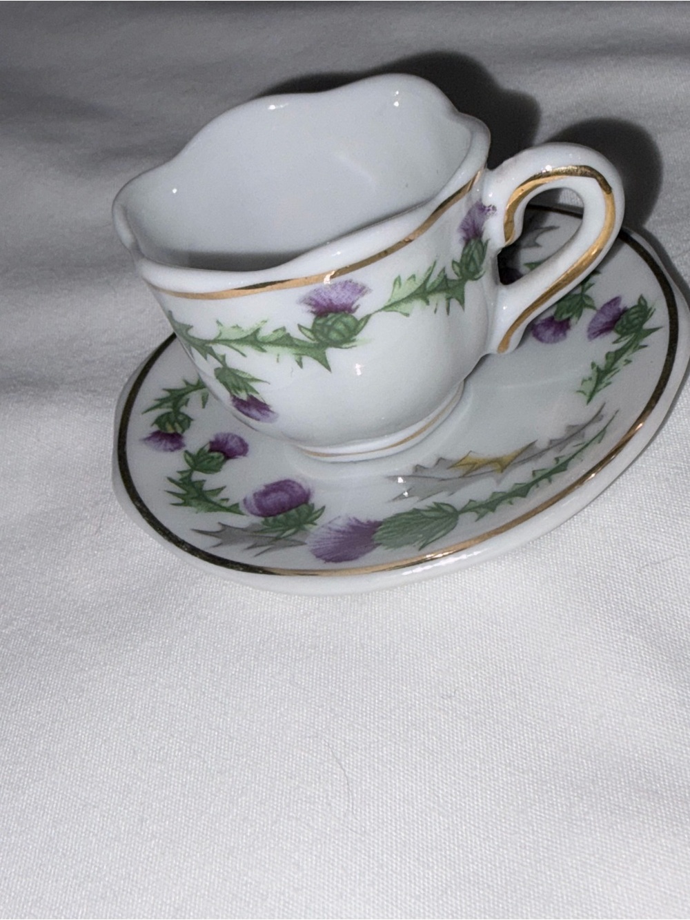 Tiny Porcelain Tea Cups & Saucers 2” high. 12 Assorted. Victorian. Reptoductions - Picture 15 of 15